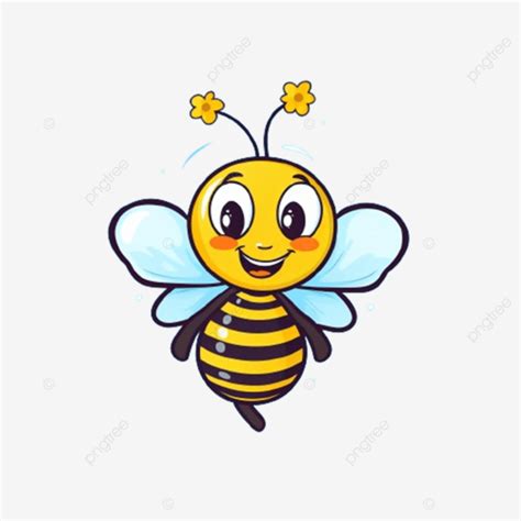 Abeja Feliz De Dibujos Animados Png Dibujos Abeja Transparente Flor