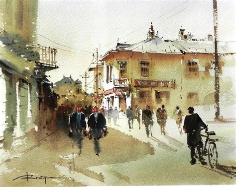 Watercolor Landscape Watercolor Paintings Watercolour Targoviste