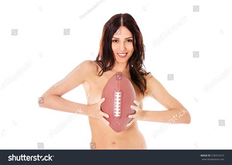 Beautiful Nude Woman Holding American Football Stock Photo Shutterstock