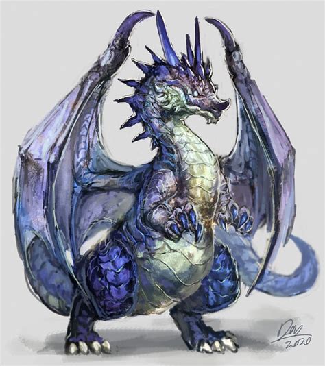 A Drawing Of A Blue And Silver Dragon