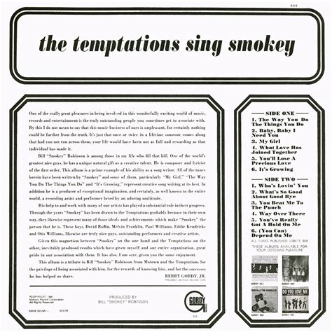 The Temptations Sing Smokey Vinyl Album