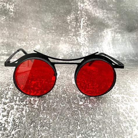 Red 1910s Steampunk Sunglasses Gem