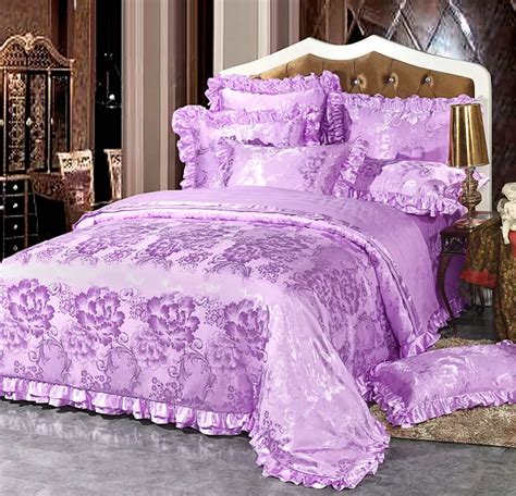 Korean Style 4 6pcs Luxury Silk Cotton Satin Jacquard Bedclothes