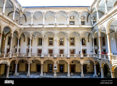 Courtyard Of The Palazzo Dei Normanni Palace Of The Normans Or Royal