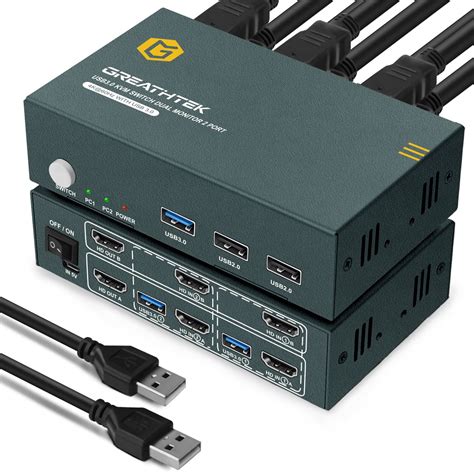 Dual Monitor Usb 30 Hdmi Kvm Switch 2 Port 4k60hz Hdcp22 In