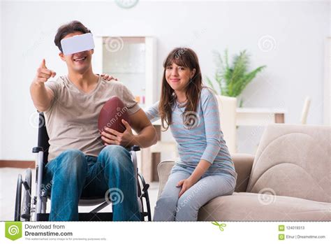 The Disabled Man With Virtual Glasses Stock Image Image Of Goggles