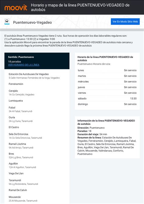 Horario Y Mapa De La Ruta Puentenuevo Vegadeo De Docslib