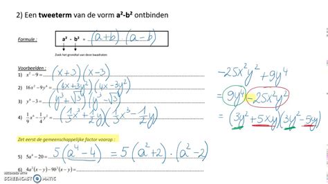 Ontbinden in factoren tweeterm van de vorm a² b² YouTube