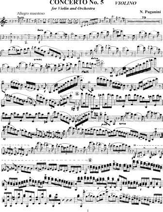 Violin Concerto No 5 In A Minor Niccolo Paganini Free Violin Sheet