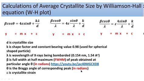 Calculation Of Average Crystallite Size By Williamson Hall Equation