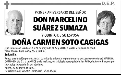 DON MARCELINO SUÁREZ SUMAZA Esquela El Diario Montañés