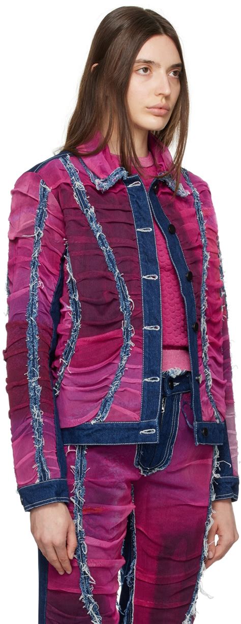 Paula Canovas Del Vas Indigo Pink Paneled Denim Jacket Paula Canovas