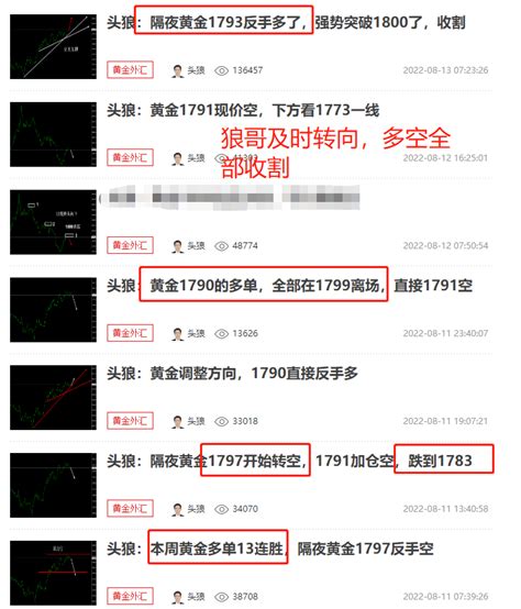 头狼：本周黄金所有振幅全部把握到位，多空19连胜收割 中金在线财经号