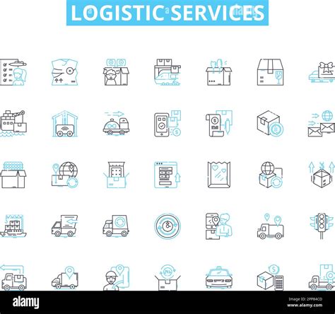 Iconos lineales de servicios logísticos establecidos Almacenamiento