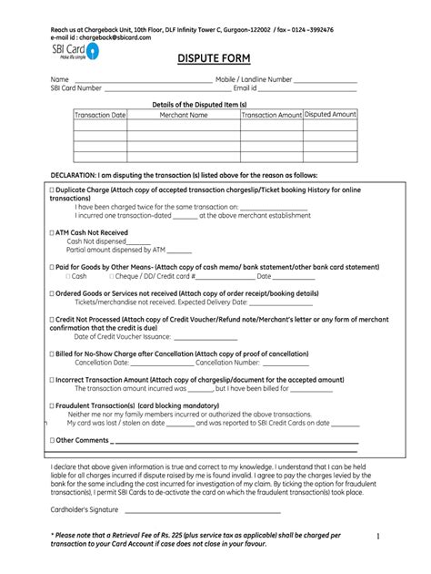 Sbi Card Dispute Form Fill And Sign Printable Template Online Us Legal Forms