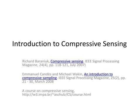 PPT Introduction To Compressive Sensing PowerPoint Presentation Free