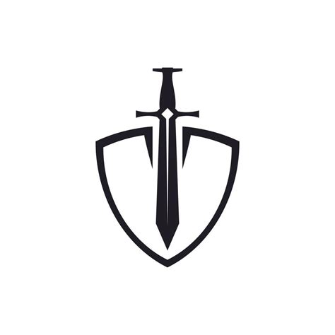 Stylized Black Metal Battle Sword and Shield Logo Design Inspiration 14394653 Vector Art at Vecteezy