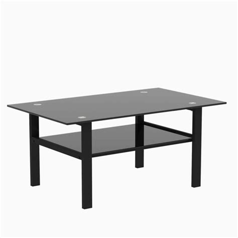 Ebern Designs Black Glass Coffee Table, Modern And Simple, Black Living ...