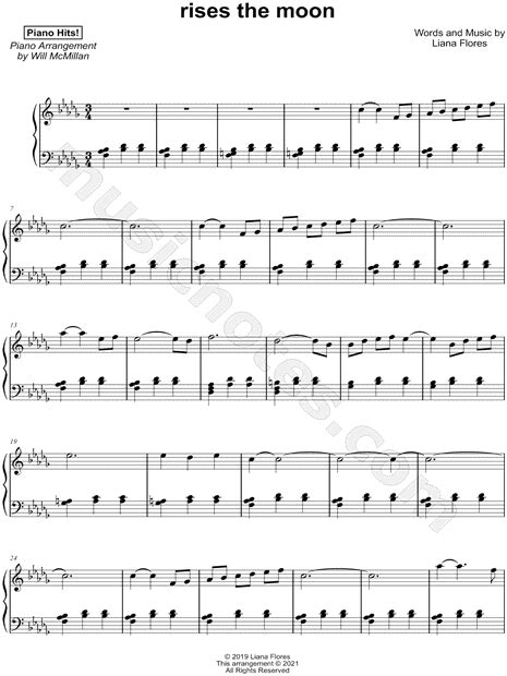 Piano Hits Rises The Moon Sheet Music Piano Solo In A Minor