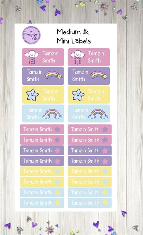 Name Labels Rainbows And Sweets Set Anajosie Designs Quality