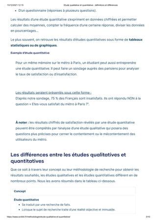 Etude qualitative et quantitative définitions et différences PDF