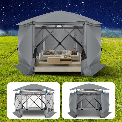 Cobizi 12x12 Ft Pop Up Gazebo Waterproof Outdoor Shelter With Removable Roof Portable Camping