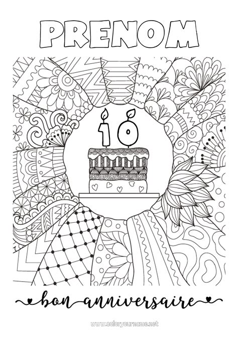 Joyeux Anniversaire 96 Coloriages Personnalisables Gratuits à Imprimer Page 5