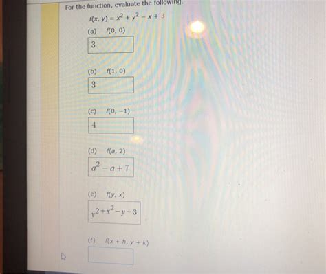 Solved For The Function Evaluate The Following F X Y Chegg