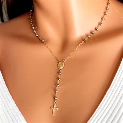 Best Seller Gold Rosary Necklace Women Miraculous Gunmetal Etsy