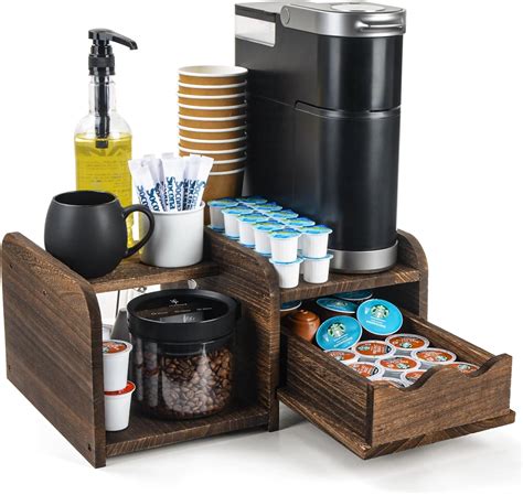 Soulhand Coffee Station Organizer Wooden Coffee Bar Accessories