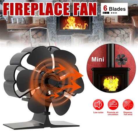 6 Blade Mini Heat Powered Stove Fan Log Wood Burner Eco Quiet No