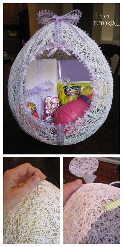 Easter Egg String Basket Diy Tutorial Using Balloon Video Diy Tutorials