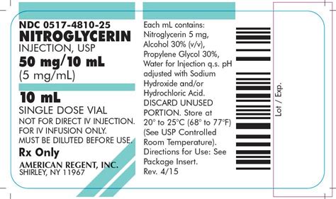 Nitroglycerin Injection - FDA prescribing information, side effects and ...