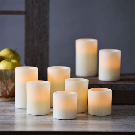 Flameless Candles Pillar Candles Flat Top Flameless Cream Wax Pillar Variety