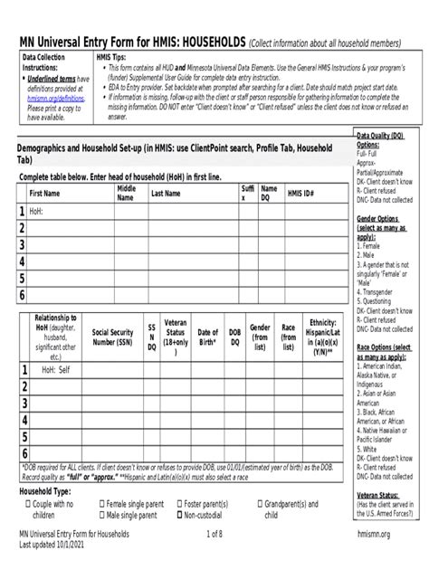 MN Universal Entry For HMIS Squarespace Doc Template PdfFiller