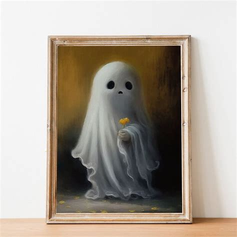 Wall Flower Ghost Poster, Sheeted Ghost Art Print, Cute Little Ghost ...