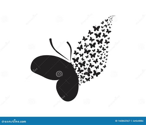 Butterfly Silhouette Illustration Flying Butterflies Vector Isolated