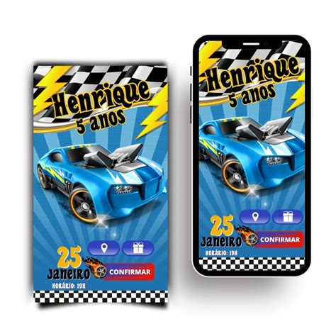 Convite Digital Interativo Hot Wheels Aniversário Elo7