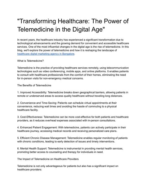 Ppt Transforming Healthcare The Power Of Telemedicine In The