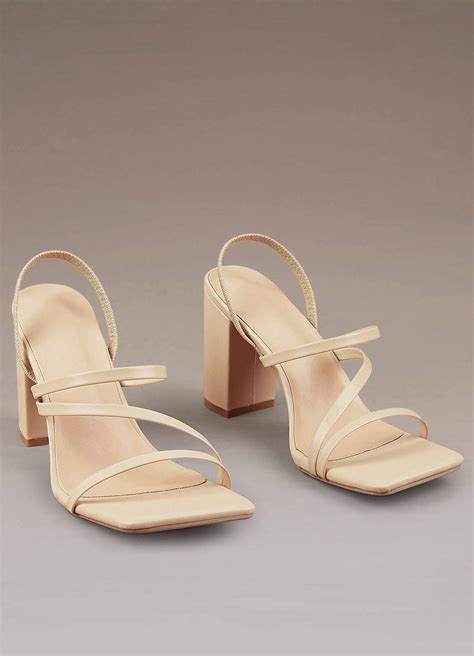 Nude Strappy Block Heeled Sandals | Azazie