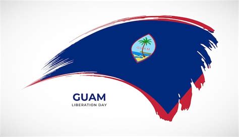 Dibujo A Mano Pincel Trazo Bandera De Guam Con Efecto De Pintura