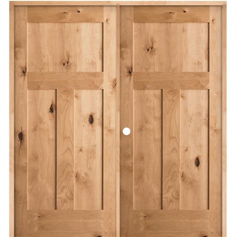 Krosswood Doors 56 In X 80 In Rustic Knotty Alder 3 Panel Right