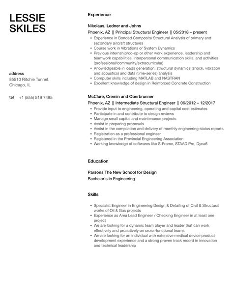 Structural Engineer Resume Samples Velvet Jobs