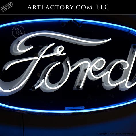 Vintage Ford Dealership Neon Sign: Authentic Porcelain Automobilia