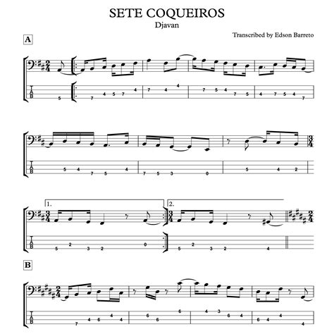 7 Coqueiros Djavan Bass Score And Tab Lesson Edson Renato Vitti Barreto Hotmart