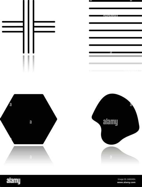 Geometric Figures Drop Shadow Black Glyph Icons Set Crossed Stripes