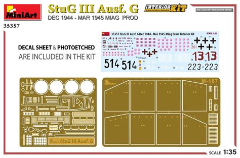 MiniArt StuG III Ausf G DEC 1944 MAR 1945 MIAG PROD INTERIOR KIT