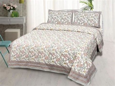 Printed Gsm Floral Print Pure Cotton Bed Sheet Type Double Size