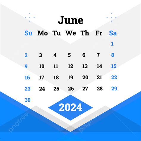 Gambar Desain Kalender Juni 2024 Vektor Juni 2024 Kalender 2024