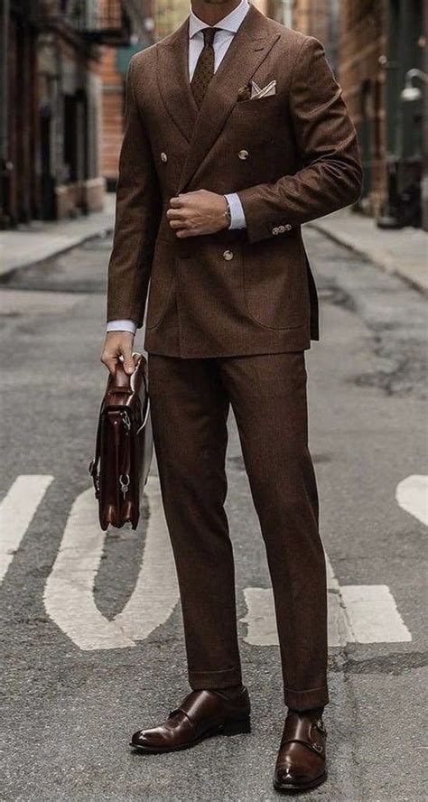 Buy Men Brown 2 Piece Slim Fit 2 Piece Double Breasted Suit For Online In India Etsy